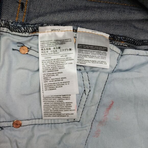 Levis 501 Mens 93 Straight Stretch Denim Shorts W44 Dark Rinse Button Fly - Picture 7 of 11